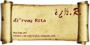 Árvay Rita névjegykártya